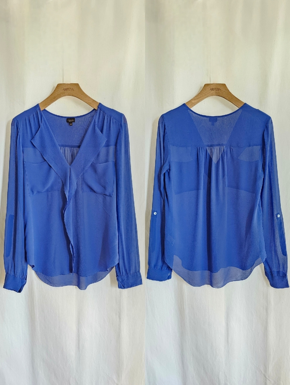 Aritzia Babaton Blue Silk Finley Blouse - Picture 9 of 16